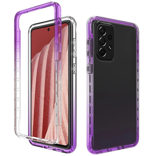 For Samsung Galaxy A73 5G Gradient Color Soft TPU + Hard PC Dual-layer Protection Phone Case Cover - Gradient Purple - 1