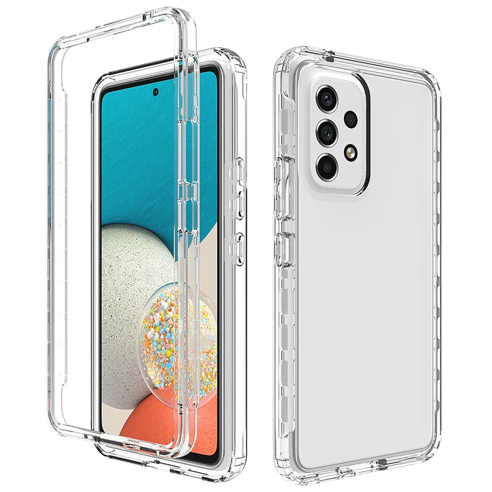 For Samsung Galaxy A53 5G Gradient Color Anti-scratch Phone Case TPU Bumper + PC Back Cover - Transparent - 1