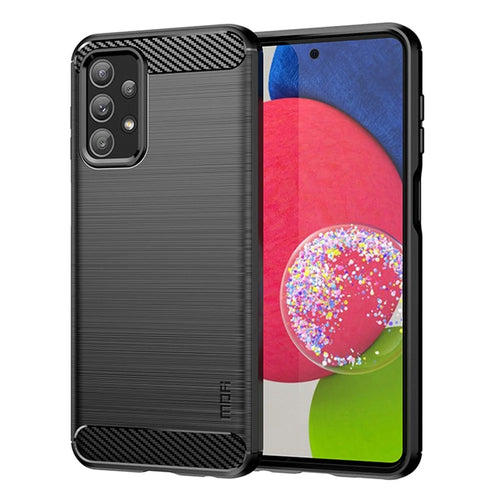 MOFI JK TPU Series-1 for Samsung Galaxy A23 4G / 5G (Global Version) Brushed Surface Phone Case Carbon Fiber Texture Soft TPU Protective Cover - Black - 1