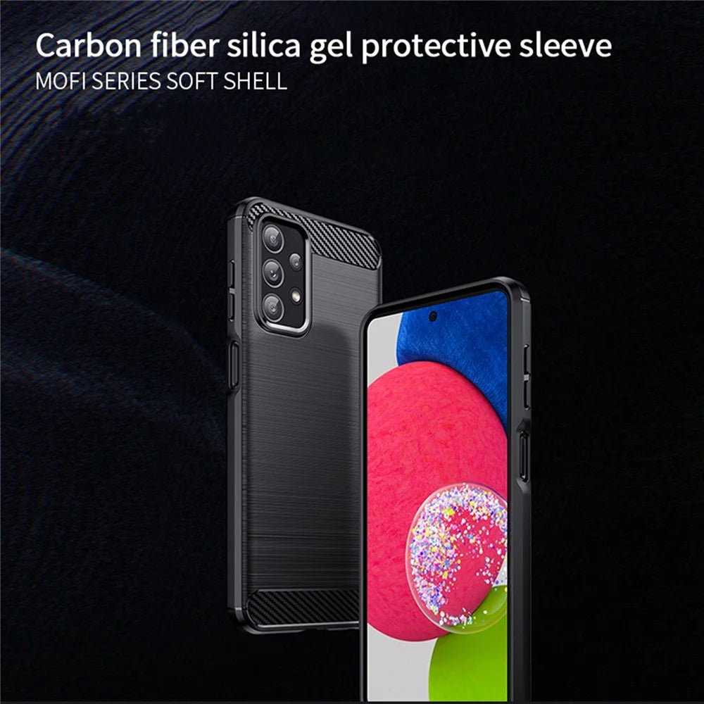 MOFI JK TPU Series-1 for Samsung Galaxy A23 4G / 5G (Global Version) Brushed Surface Phone Case Carbon Fiber Texture Soft TPU Protective Cover - Black - 3