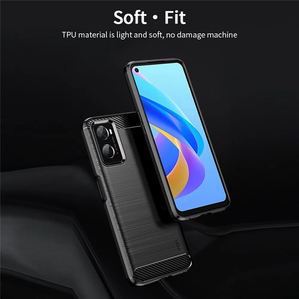 MOFI JK TPU Series-1 for Samsung Galaxy A23 4G / 5G (Global Version) Brushed Surface Phone Case Carbon Fiber Texture Soft TPU Protective Cover - Black - 4
