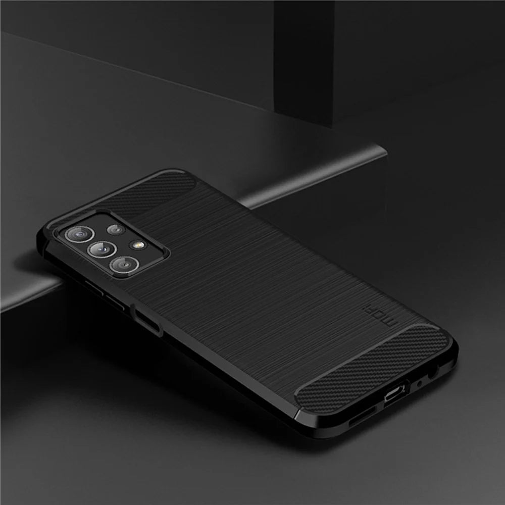 MOFI JK TPU Series-1 for Samsung Galaxy A23 4G / 5G (Global Version) Brushed Surface Phone Case Carbon Fiber Texture Soft TPU Protective Cover - Black - 5