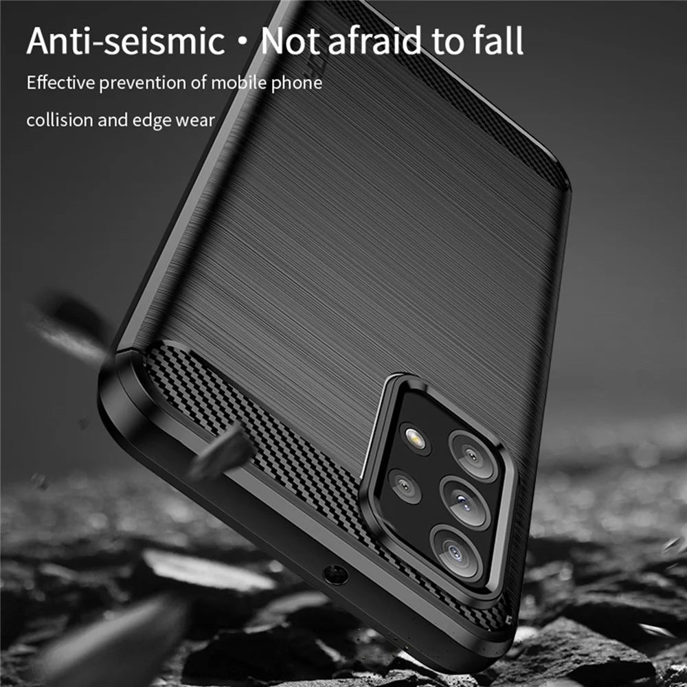 MOFI JK TPU Series-1 for Samsung Galaxy A23 4G / 5G (Global Version) Brushed Surface Phone Case Carbon Fiber Texture Soft TPU Protective Cover - Black - 6