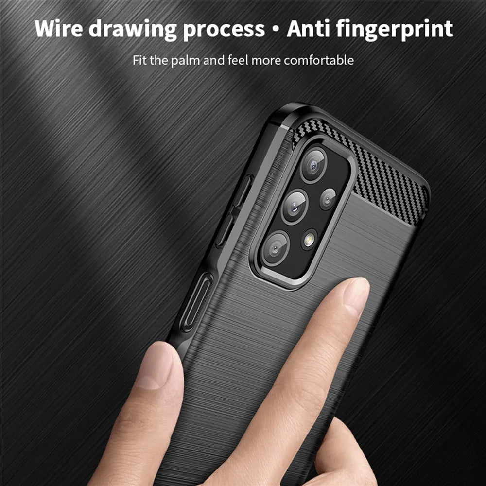 MOFI JK TPU Series-1 for Samsung Galaxy A23 4G / 5G (Global Version) Brushed Surface Phone Case Carbon Fiber Texture Soft TPU Protective Cover - Black - 7