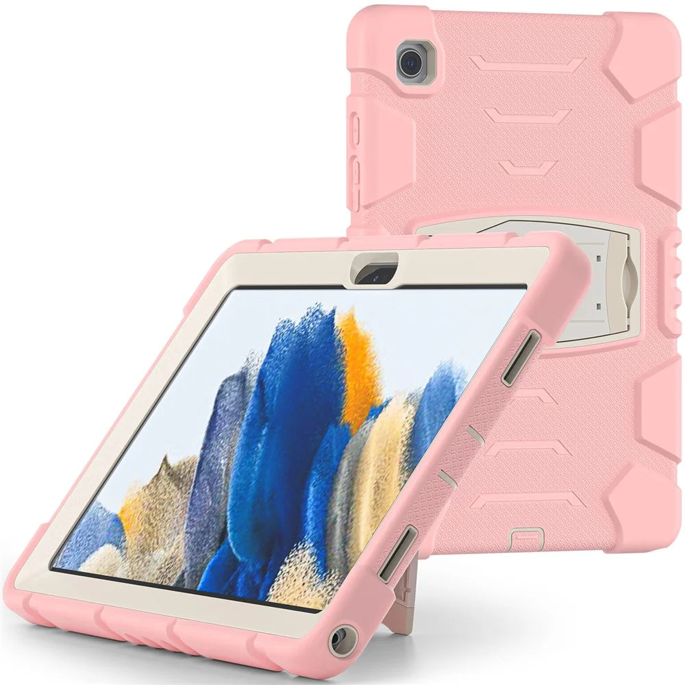 Samsung Galaxy Tab A8 10.5 (2021) / (2022) X200 / 205 Kickstand Design PC + Silicone Hybrid Shockproof Anti-scratch Tablet Case Cover - Cherry Blossoms Pink - 1