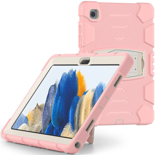 Samsung Galaxy Tab A8 10.5 (2021) / (2022) X200 / 205 Kickstand Design PC + Silicone Hybrid Shockproof Anti-scratch Tablet Case Cover - Cherry Blossoms Pink - 1