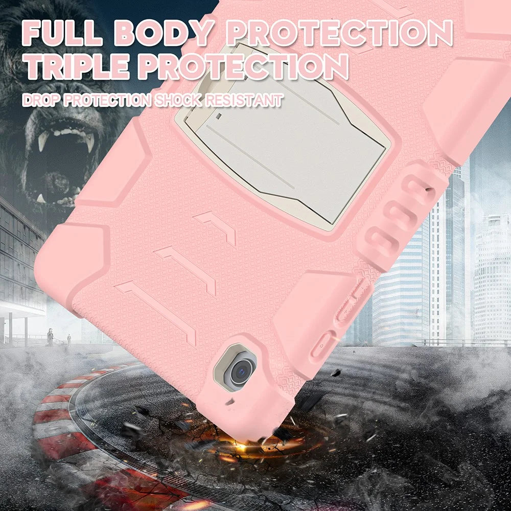 Samsung Galaxy Tab A8 10.5 (2021) / (2022) X200 / 205 Kickstand Design PC + Silicone Hybrid Shockproof Anti-scratch Tablet Case Cover - Cherry Blossoms Pink - 2