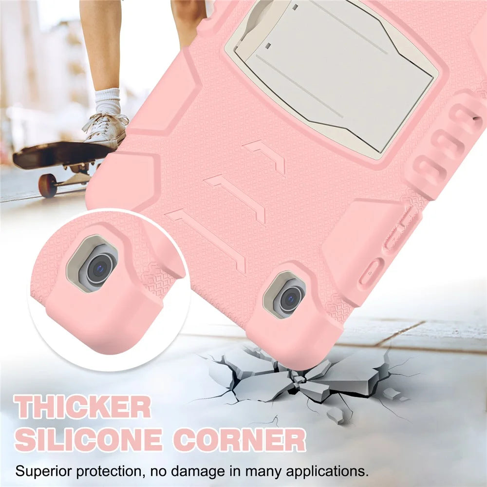 Samsung Galaxy Tab A8 10.5 (2021) / (2022) X200 / 205 Kickstand Design PC + Silicone Hybrid Shockproof Anti-scratch Tablet Case Cover - Cherry Blossoms Pink - 3