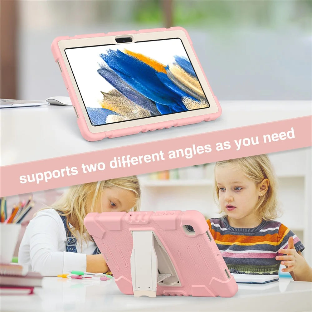 Samsung Galaxy Tab A8 10.5 (2021) / (2022) X200 / 205 Kickstand Design PC + Silicone Hybrid Shockproof Anti-scratch Tablet Case Cover - Cherry Blossoms Pink - 6