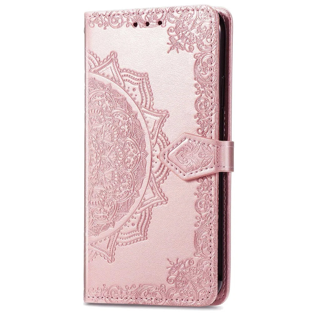 Mandala Embossed Phone Case for Samsung Galaxy A23 4G / 5G (Global Version) Anti-fall Stand Phone Cover Shell with Wallet - Rose Gold - 2