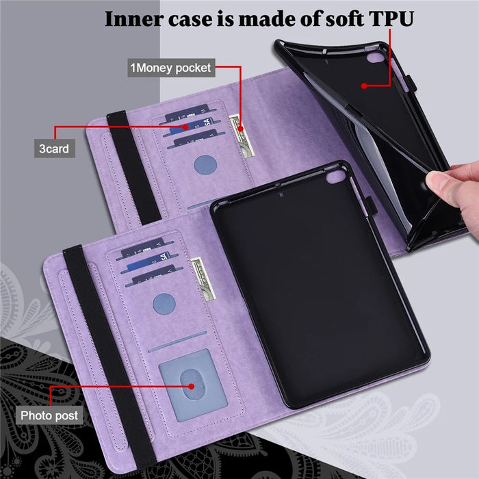 For Samsung Galaxy Tab S8 Shockproof Flower Imprinting Auto Wake/Sleep Tablet Cover Stand Wallet Leather Case - Purple - 4
