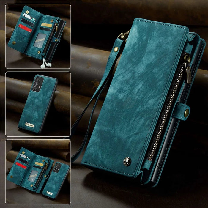 CASEME 008 Series for Samsung Galaxy A33 5G Detachable 2-in-1 Full Protection PU Leather Phone Case Multifunctional Wallet Stand Shell - Blue - 1