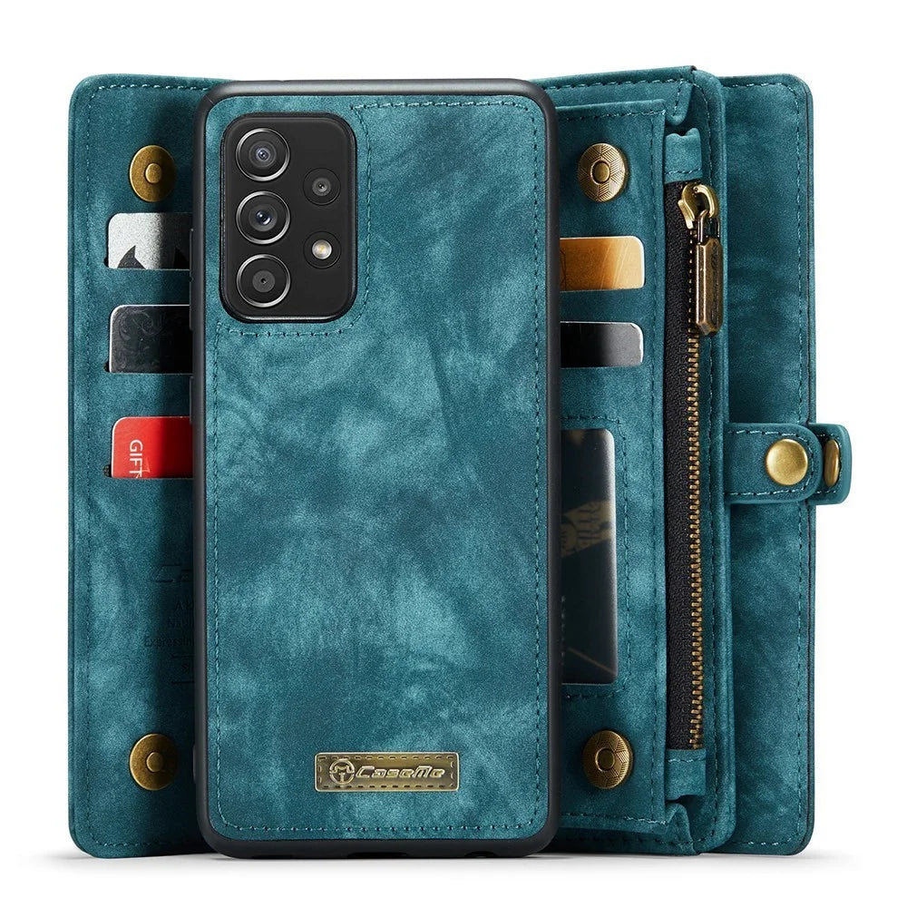 CASEME 008 Series for Samsung Galaxy A33 5G Detachable 2-in-1 Full Protection PU Leather Phone Case Multifunctional Wallet Stand Shell - Blue - 3
