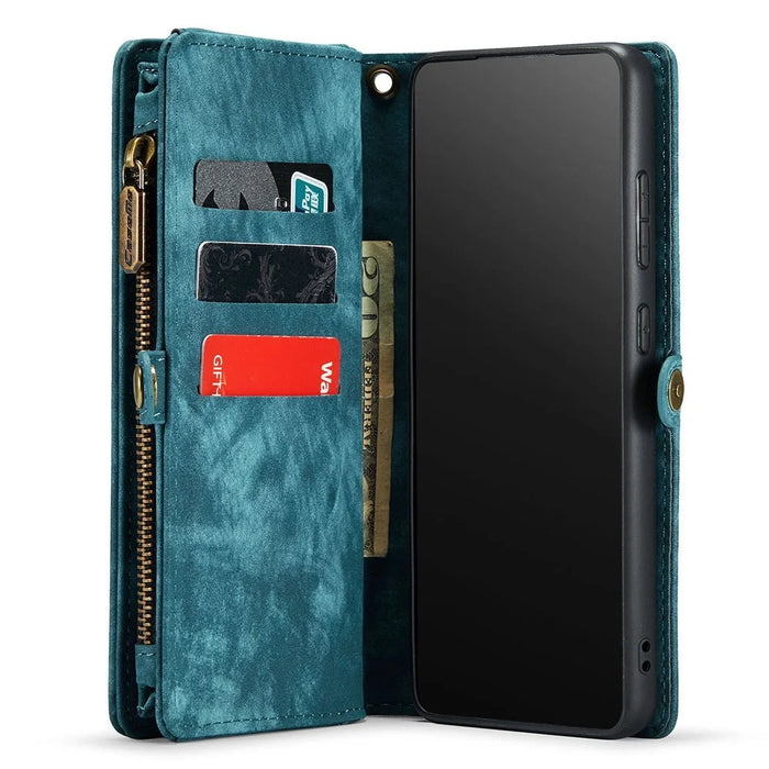 CASEME 008 Series for Samsung Galaxy A33 5G Detachable 2-in-1 Full Protection PU Leather Phone Case Multifunctional Wallet Stand Shell - Blue - 5