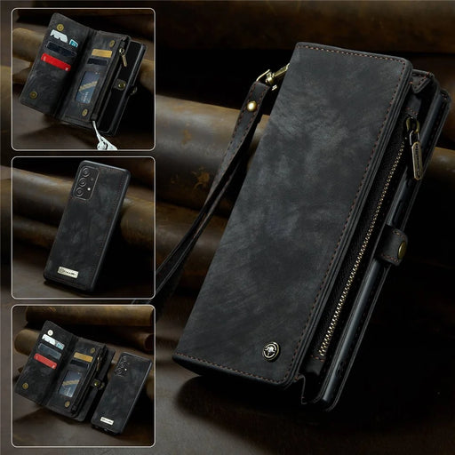 CASEME 008 Series for Samsung Galaxy A53 5G Detachable 2-in-1 PU Leather Phone Case Wallet Stand Magnetic Clasp Protective Cover - Black - 1