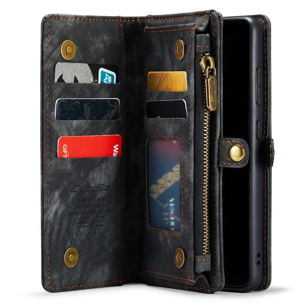 CASEME 008 Series for Samsung Galaxy S22+ 5G Multifunctional Detachable 2-in-1 Cell Phone Case Anti-scratch Wallet Stand PU Leather Cover - Black - 4