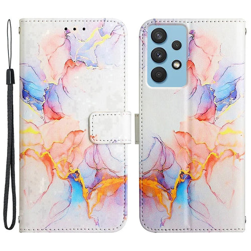 YB Pattern Printing Leather Series-5 for Samsung Galaxy A33 5G Marble Pattern Phone Case with Wallet Stand - Milky Way Marble White LS004 - 1