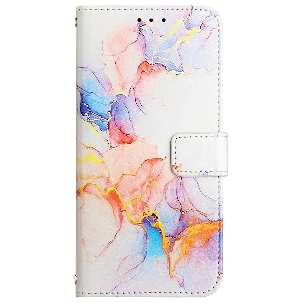 YB Pattern Printing Leather Series-5 for Samsung Galaxy A33 5G Marble Pattern Phone Case with Wallet Stand - Milky Way Marble White LS004 - 2