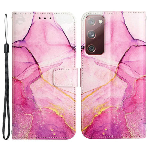 YB Pattern Printing Leather Series-5 for Samsung Galaxy S20 FE 2022/S20 FE 4G/S20 FE 5G/S20 Lite/S20 Fan Edition/S20 Fan Edition 5G Marble Pattern Leather Case Wallet Stand Phone Shell - Pink Purple Gold LS001 - 1