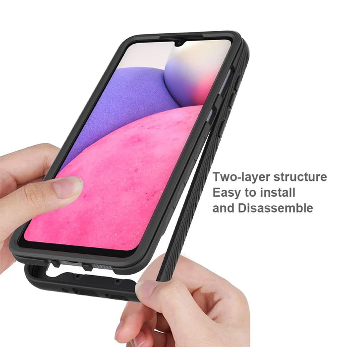 Hybrid Phone Case for Samsung Galaxy A33 5G, PC+TPU All-Round Protection with PET Screen Protector - Black - 4