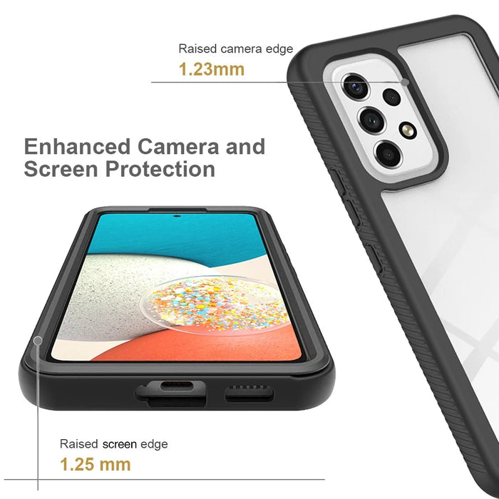PC+TPU Hybrid Phone Case for 	Samsung Galaxy A53 5G, Complete Covering Design with PET Screen Protector - Black - 4