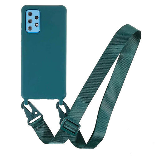 For Samsung Galaxy A53 5G Flexible Matte TPU Phone Cover with Wide Strap All-Round Protection Case - Dark Green - 1