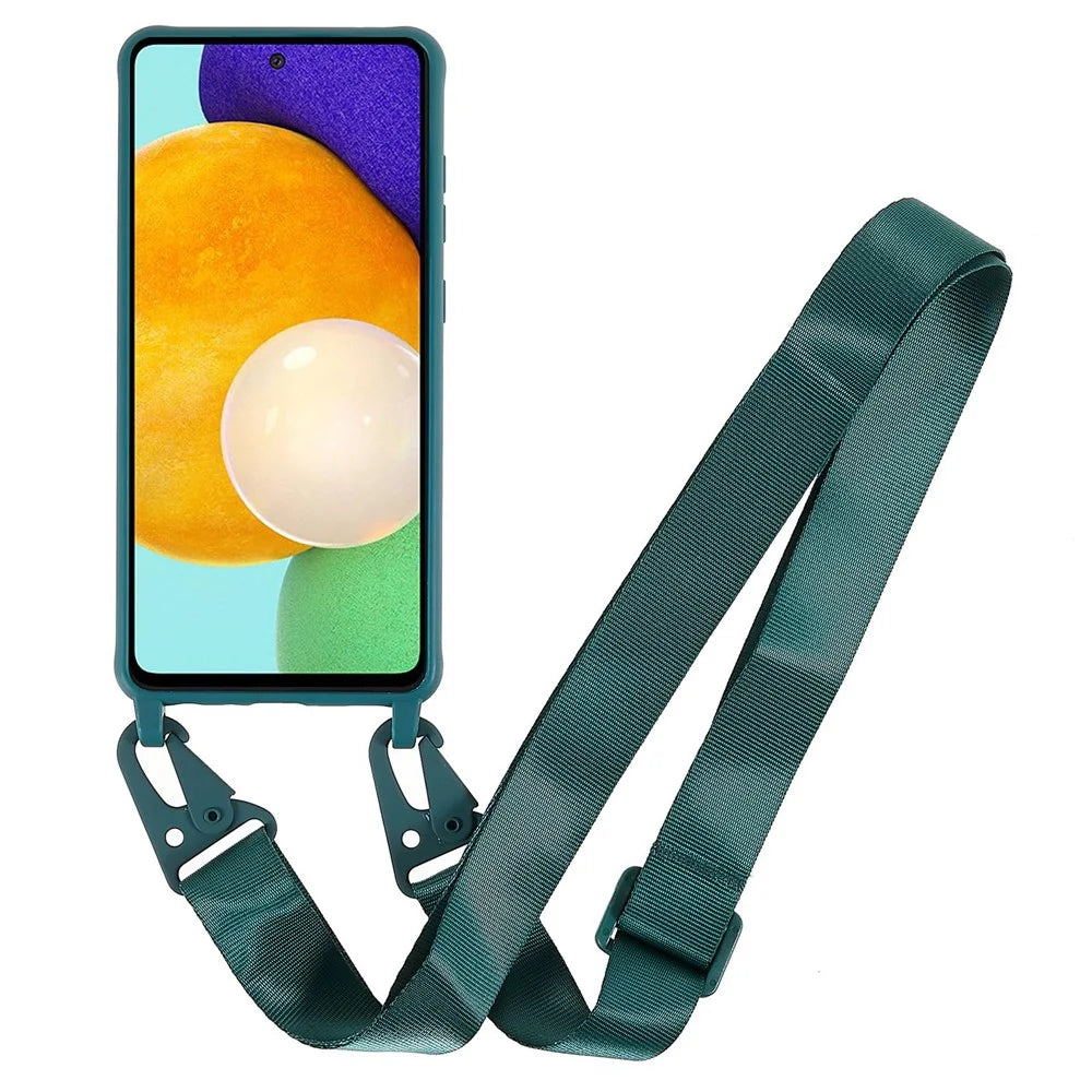 For Samsung Galaxy A53 5G Flexible Matte TPU Phone Cover with Wide Strap All-Round Protection Case - Dark Green - 2
