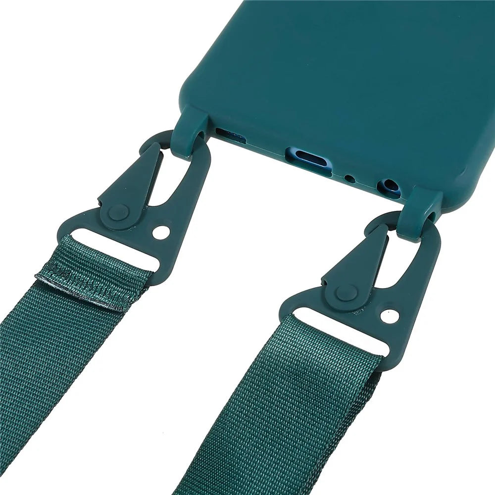 For Samsung Galaxy A53 5G Flexible Matte TPU Phone Cover with Wide Strap All-Round Protection Case - Dark Green - 3
