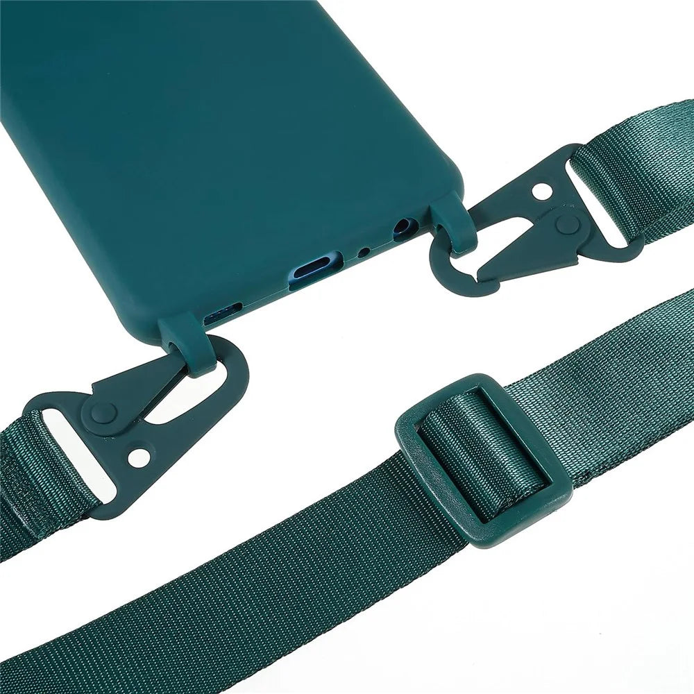 For Samsung Galaxy A53 5G Flexible Matte TPU Phone Cover with Wide Strap All-Round Protection Case - Dark Green - 4