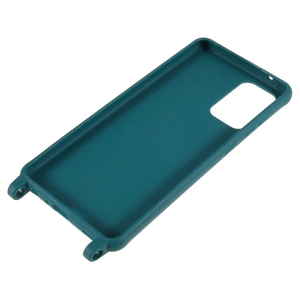 For Samsung Galaxy A53 5G Flexible Matte TPU Phone Cover with Wide Strap All-Round Protection Case - Dark Green - 5