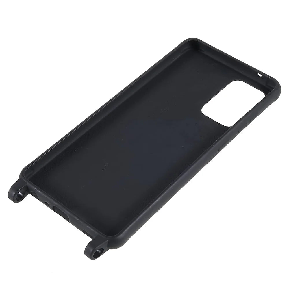For Samsung Galaxy A52 4G/5G/Galaxy A52s 5G Soft TPU Ultra Thin Phone Case Matte Finish Coating Grip Anti-Fingerprint Cover with Adjustable Strap - Black - 5
