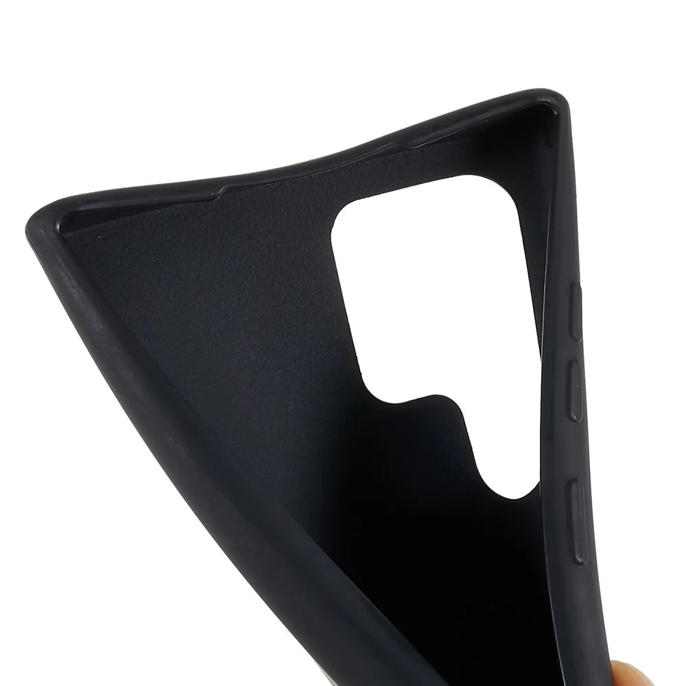 Soft Frosted Surface TPU Phone Cover for Samsung Galaxy S22 Ultra 5G, Anti-Collision Slim Back Case with Wide Strap - Black - 6