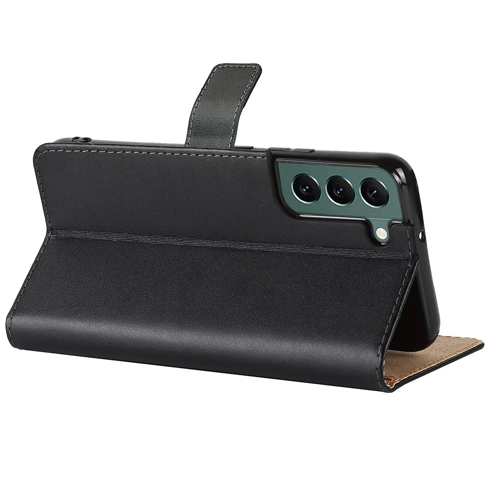 For Samsung Galaxy S22 5G Shockproof Flip Phone Cover Genuine Leather Wallet Stand Phone Case Stand Phone Shell - 4