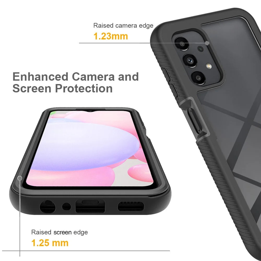 Hybrid Phone Case for Samsung Galaxy A13 4G, PC+TPU All-inclusive Protection Shell with PET Screen Protector - Black - 4