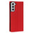 For Samsung Galaxy S22 5G Litchi Texture Genuine Leather Phone Case Wallet Stand Protective Cover with Wrist Strap - Red - 3