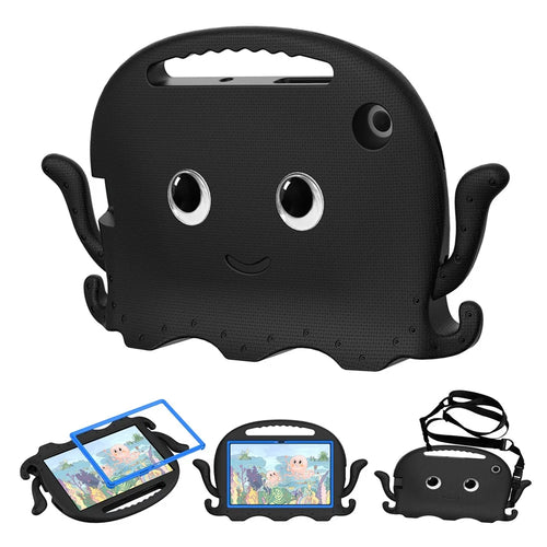 For Samsung Galaxy Tab A7 10.4 (2022) / (2020) Octopus EVA Tablet Case Pen Slot Design Shockproof Cover with Handle - Black - 1