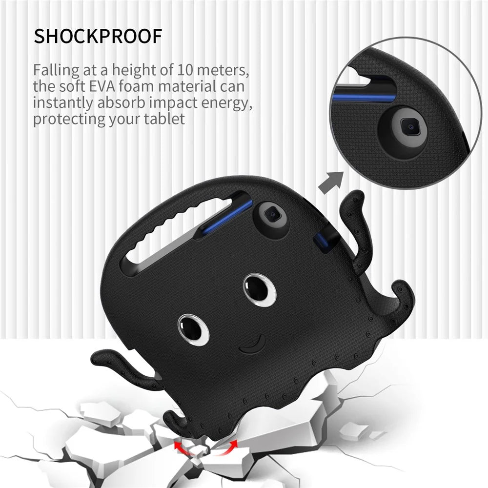For Samsung Galaxy Tab A7 Lite 8.7-inch / A11 / A9 / Lenovo Tab K9 / Tab One / Lenovo Tab K9 / Tab One Octopus EVA Tablet Case Pen Slot Design Anti-drop Cover - Black - 3