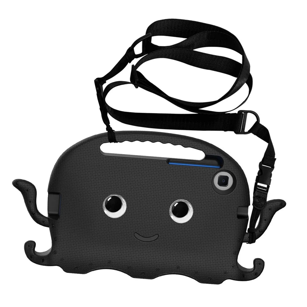 For Samsung Galaxy Tab A7 Lite 8.7-inch / A11 / A9 / Lenovo Tab K9 / Tab One / Lenovo Tab K9 / Tab One Octopus EVA Tablet Case Pen Slot Design Anti-drop Cover - Black - 7