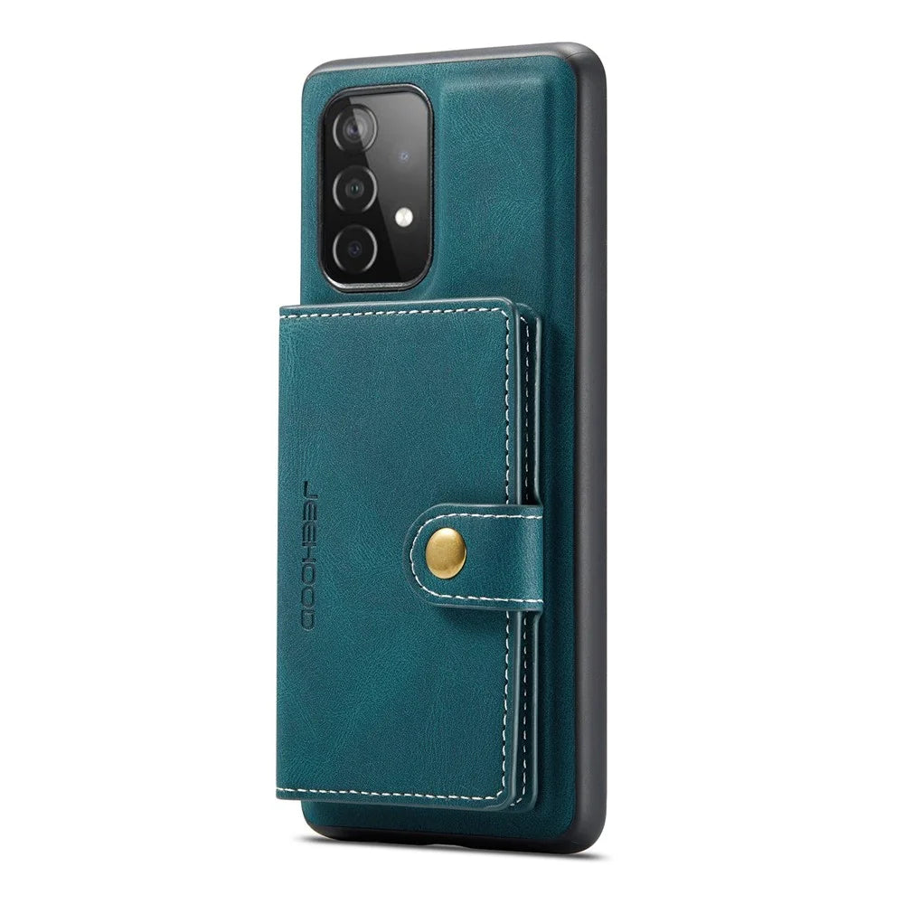 JEEHOOD For Samsung Galaxy A53 5G Shell Detachable 2-in-1 Wallet Kickstand Design Leather Coated TPU Phone Case - Green - 4