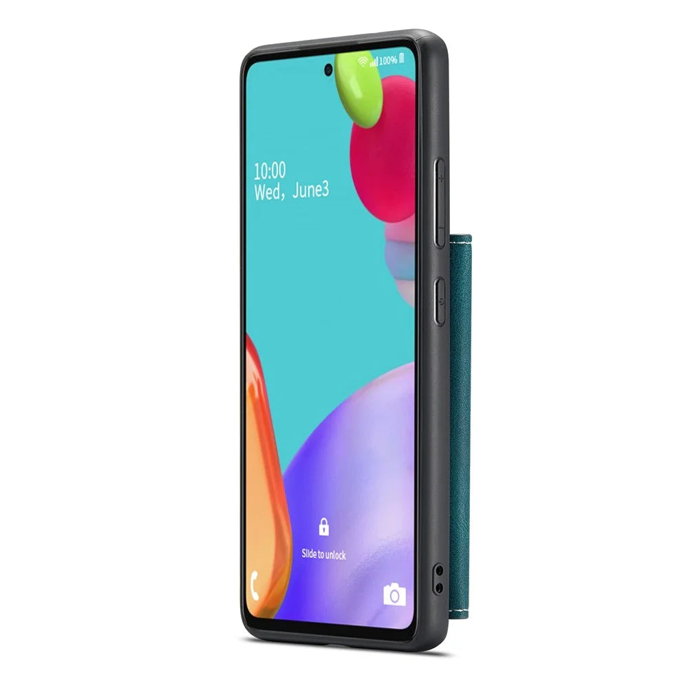JEEHOOD For Samsung Galaxy A53 5G Shell Detachable 2-in-1 Wallet Kickstand Design Leather Coated TPU Phone Case - Green - 5