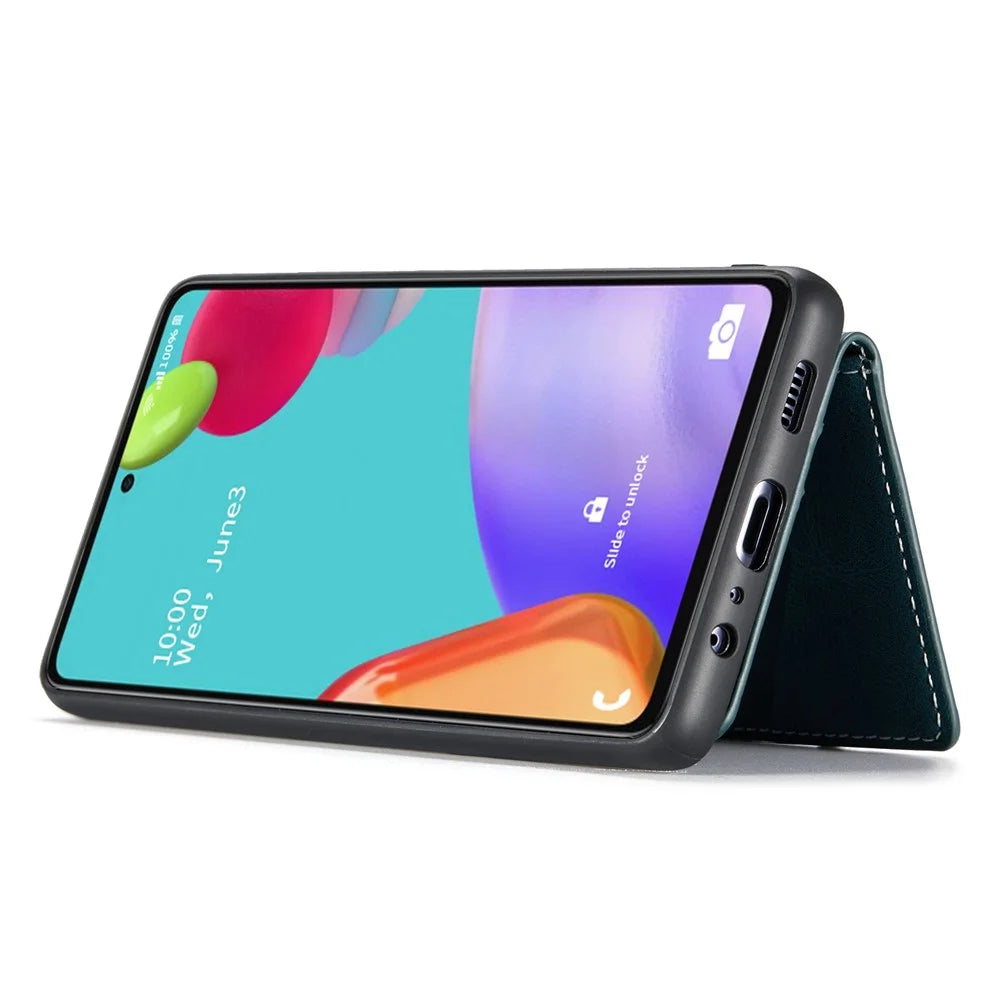 JEEHOOD For Samsung Galaxy A53 5G Shell Detachable 2-in-1 Wallet Kickstand Design Leather Coated TPU Phone Case - Green - 7