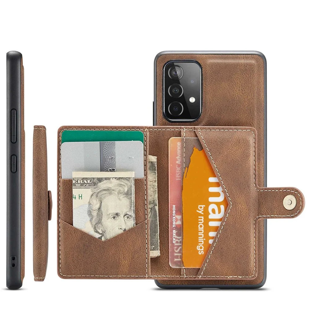 JEEHOOD For Samsung Galaxy A33 5G Leather Coated TPU Phone Case Detachable 2-in-1 Wallet Kickstand Design Protective Shell - Brown - 2