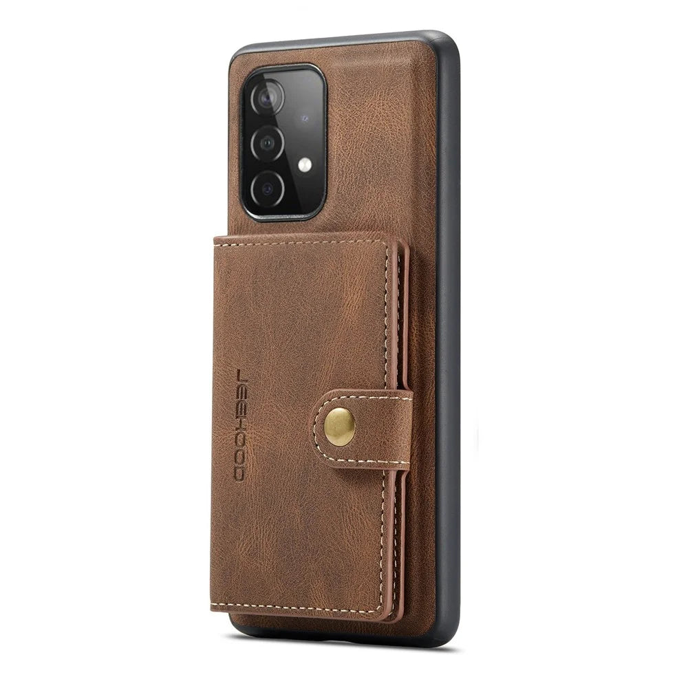 JEEHOOD For Samsung Galaxy A33 5G Leather Coated TPU Phone Case Detachable 2-in-1 Wallet Kickstand Design Protective Shell - Brown - 4