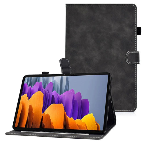 Cowhide Texture Leather TPU Bottom Tablet Case for Samsung Galaxy Tab S7 T870 / Samsung Galaxy Tab S8 X700/X706 - Black - 1