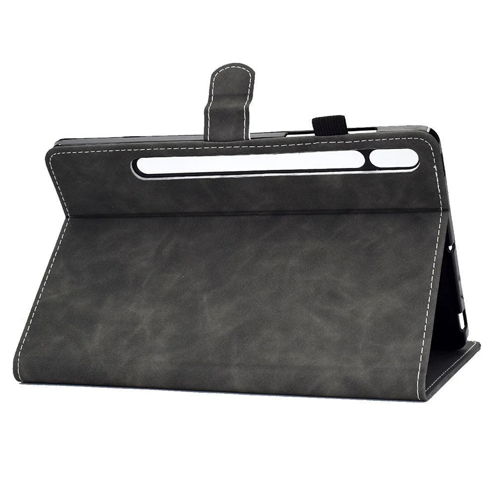 Cowhide Texture Leather TPU Bottom Tablet Case for Samsung Galaxy Tab S7 T870 / Samsung Galaxy Tab S8 X700/X706 - Black - 4