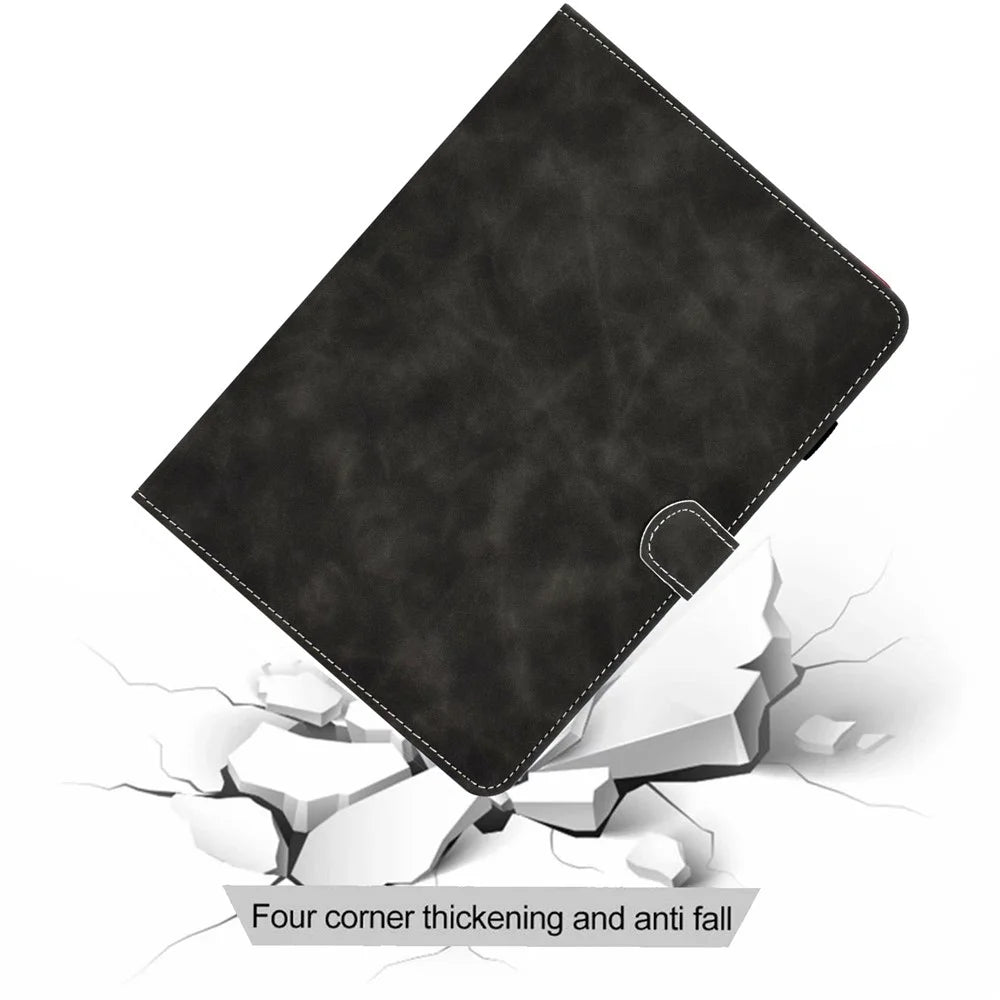 Cowhide Texture Leather TPU Bottom Tablet Case for Samsung Galaxy Tab S7 T870 / Samsung Galaxy Tab S8 X700/X706 - Black - 6