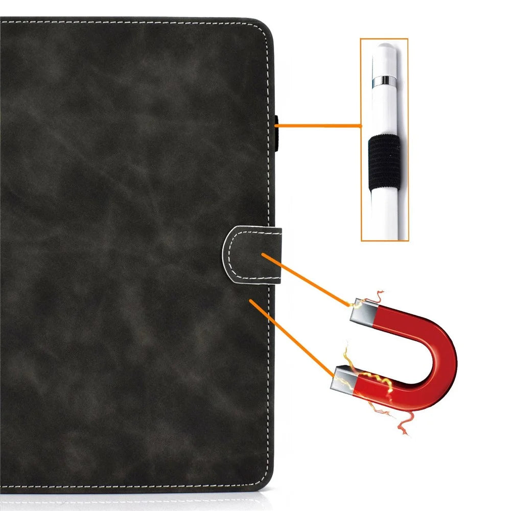 Cowhide Texture Leather TPU Bottom Tablet Case for Samsung Galaxy Tab S7 T870 / Samsung Galaxy Tab S8 X700/X706 - Black - 7