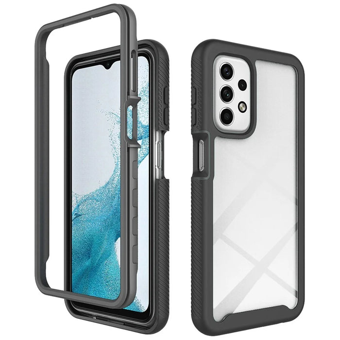 For Samsung Galaxy A23 4G / 5G (Global Version) TPU Bumper Transparent PC + Acrylic Back Case Anti-scratch Phone Cover - Black - 1