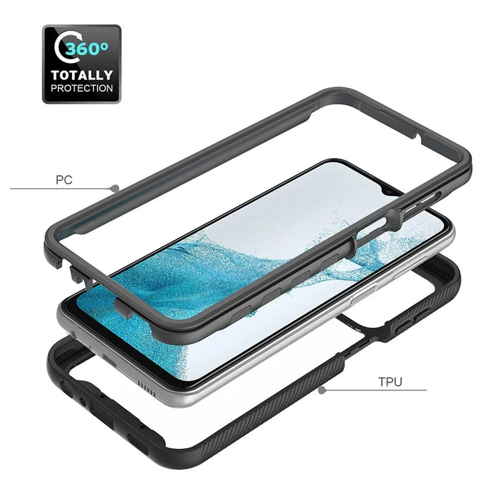 For Samsung Galaxy A23 4G / 5G (Global Version) TPU Bumper Transparent PC + Acrylic Back Case Anti-scratch Phone Cover - Black - 5
