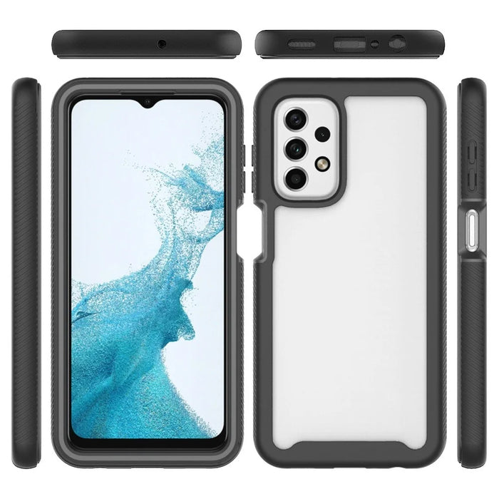 For Samsung Galaxy A23 4G / 5G (Global Version) TPU Bumper Transparent PC + Acrylic Back Case Anti-scratch Phone Cover - Black - 6